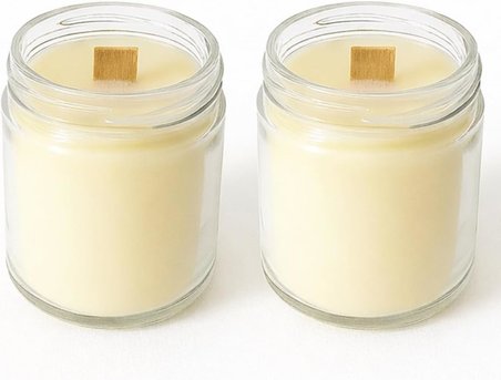 Sandal Ağacı Kokulu Dekoratif Ahşap Fitil 200 ml Kutulu Hediyelik 2'li Set Kavanoz Mum