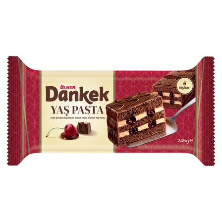 5 Adet Ülker Dankek Çikolata Kaplamalı Vişne Soslu Yaş Pasta 245 G