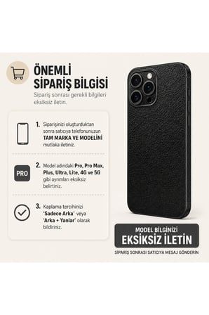 Obsidyen Deri Dokusu — Tüm Telefonlara Uyumlu Kaplama | Sipariş Sonrası Marka ve Modelinizi İletiniz