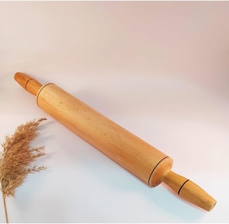 45 Cm Ahşap Merdane,Hamur Açma Merdanesi,Pizza Ve Börek Hamuru Açmak İçin Ahşap Merdane