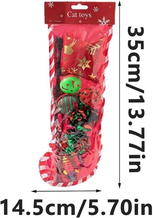 Yılbaşı Temalı Kedi Oyuncak Seti 8 Parça – Zilli ve Hışırtılı Toplar, İpli Fareler, Peluş Noel Yastığı – Kedi ve Evcil Hayvanlar İçin Noel Konsept Eğlenceli Oyun Seti