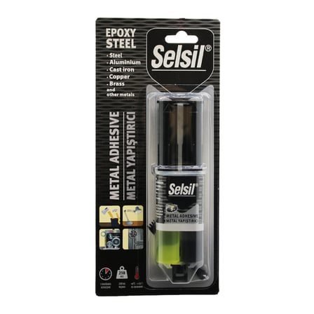 SELSİL EPOXY STEEL METAL ŞIRINGA EPOKSİ YAPIŞTIRICI 28GR. METAL - ÇELİK - ALÜMİNYUM - AHŞAP - PLASTİ