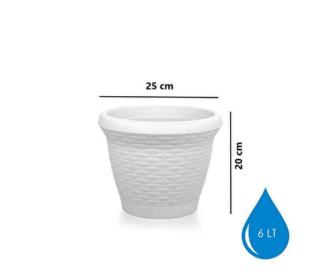 Omnipazar SO-HS02 Plastik Hasır Desenli Dekoratif Saksı 6 Litre No 2