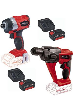 Einhell TE-CI 18 BL 4 Ah Çift Akülü Darbeli Vidalama + TE-HD 18 Li Matkap Set