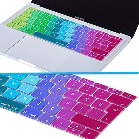 Türkçe Q Klavye Koruyucu MacBook A1534 A1708 Uyumlu UK Avrupa Ters L Enter Silikon Klavye Koruyucu İngilizce Klavyeyi Türkçe Yapma Pembe Yeşil