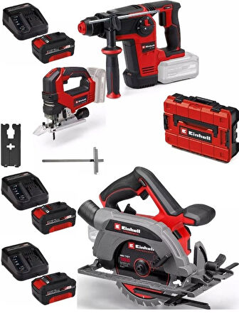 Einhell TP-HD 18/26 BL Matkap TP-CS 18/165 Lİ BL Daire Testere TP-JS 18/135 BL Dekupaj 3x4.0ah Kömürsüz Set