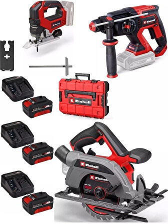 Einhell TP-HD 18/22 D BL Matkap TP-CS 18/165 Lİ BL Daire Testere TP-JS 18/135 BL Dekupaj 3x4.0ah Kömürsüz Set