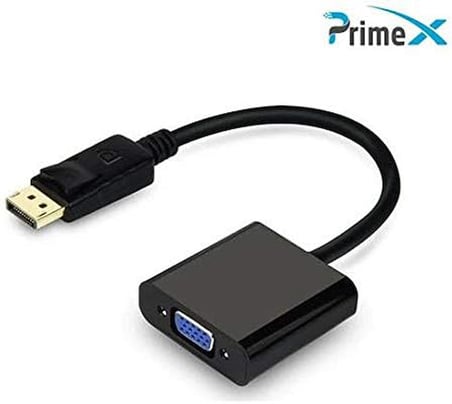 PrimeX PX-1320 DisplayPort to VGA Aktif Dönüştürücü, DP Erkek to VGA Dişi Görüntü Çevirici Adaptör, PC Anakart Ekran Kartı DisplayPort Çıkışından VGA Monitör Projeksiyon Bağlantı Aparatı, 20 cm