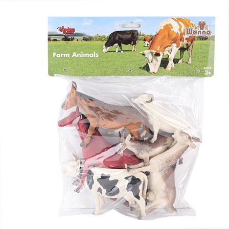 SH-9001-Vardem Poşetli 6Pcs 8 İnch Çiftlik Hayvan ve Dinozor Set