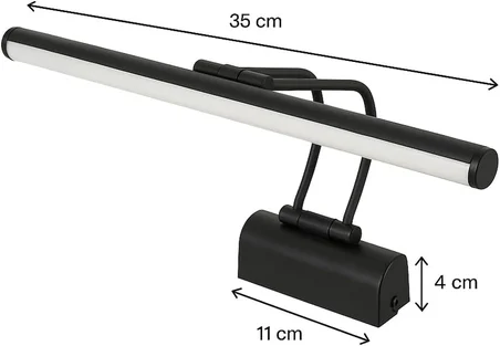 Siyah Kasa LED Flüt Resim Aplik | 6W | 3200K Gün Işığı | 35cm | Duvar Tipi Ayna/Tablo Üstü Dekoratif Işık | IP20 İç Mekan Kullanım