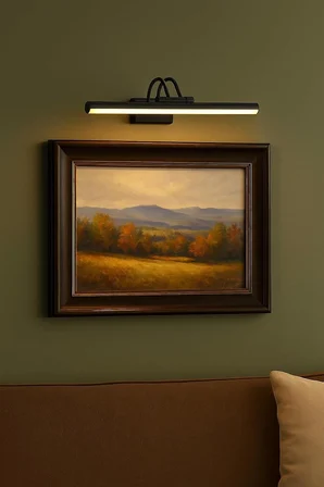 Siyah Kasa LED Flüt Resim Aplik | 6W | 3200K Gün Işığı | 35cm | Duvar Tipi Ayna/Tablo Üstü Dekoratif Işık | IP20 İç Mekan Kullanım