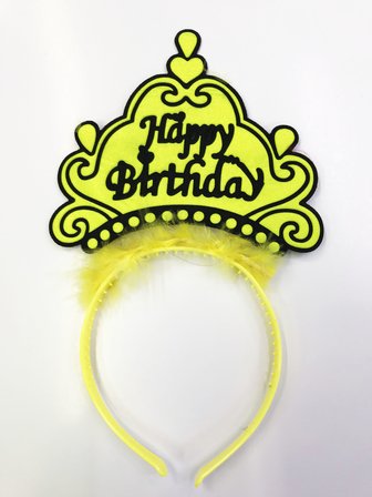 Happy Birthday Yazılı Neon Renk Taç 12 Adet (2)
