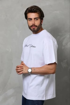 Modi Green Erkek Baskılı T-Shirt Kısa Kol Bisiklet Yaka Regular Fit Rahat Kalıp Günlük Tişört - Beyaz