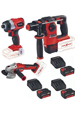 Einhell TE-CI 18 BL 4 Ah 3 Akülü Darbeli Vidalama + Axxio 18/115 Avuç Taşlama Herocco 18v Kırıcı Delici 