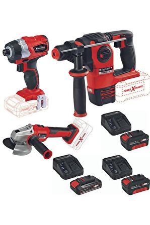 Einhell TE-CI 18 BL 2.5 Ah - 4 Ah 3 Akülü Darbeli Vidalama + Axxio 18/115 Taşlama Herocco 18v Kırıcı Delici