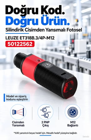 Leuze ET318B.3/4P-M12 enerjik cisimden yansımalı fotosel 50122562