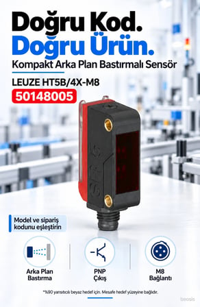 Leuze HT5B/4X-M8 arka plan bastırmalı fotosel 50148005