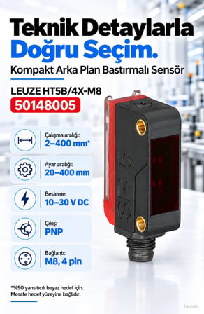 Leuze HT5B/4X-M8 arka plan bastırmalı fotosel 50148005
