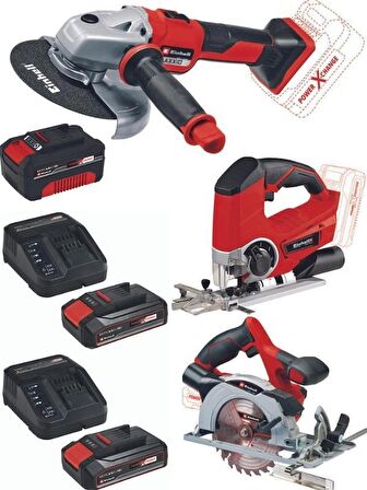 Einhell Axxio 18/150 Avuç Taşlama TE-JS 18/80 Dekupaj Te-cs 18/165/1 Daire Testere 2x2.5+4.0ah Akülü Set