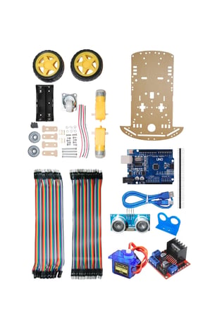 arduino 2wd servolu engelden kaçan robot araba kiti - li-on 18650 pil yuvalı set