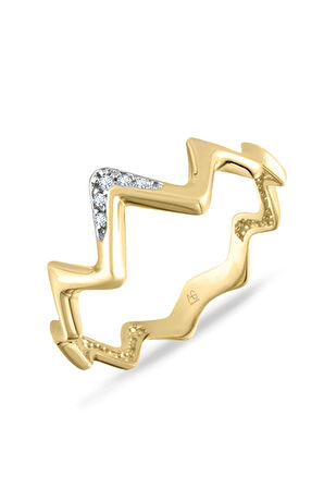 Zig Zag Altın Kombin Yüzük