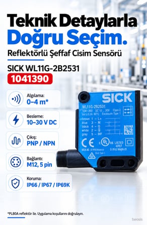 SICK WL11G-2B2531 reflektörlü lazer fotosel 1041390