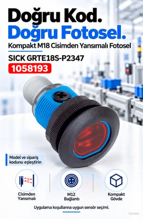 SICK GRTE18S-P2347 silindirik cisimden yansımalı fotosel 1058193
