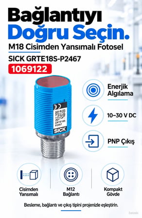 SICK GRTE18S-P2467 silindirik cisimden yansımalı fotosel 1069122