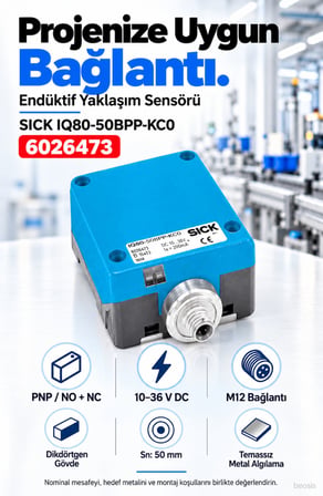 SICK IQ80-50BPP-KC0 dikdörtgen endüktif yaklaşım sensörü 6026473