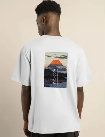 Modi Green Unisex Bisiklet Yaka Baskılı Oversize T-Shirt - Beyaz