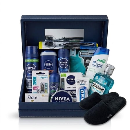Nivea Erkek Bakım ve Damat Tıraş Seti 15 Parça Aynalı Kutulu + Terlik Hediyeli