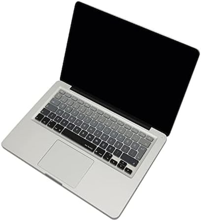 MacBook Klavye Filmi Türkçe Q Kaplama Ultra İnce Silikon Air Pro Eski USB li Modeller 2008-2017 Uyumlu Yıkanabilir Koruyucu Film Renkli Baskı Siyah Gri
