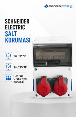 Beosis Kombinasyon Panosu 2x25A Trifaze 2x16A Monofaze Schneider Sigortalı Montajlı Kullanıma Hazır