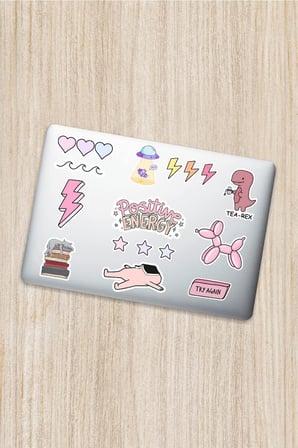Pink Pembe Temalı Laptop Notebook Tablet Telefon Sticker Set 004