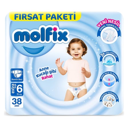 4 Adet Molfix Extra Large Çocuk Bezi 38'li