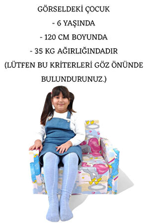Çocuk Yatağı Komple Sünger Katlanabilir Koltuklu-(0-6 YAŞ)%100 Pamuklu Unicorn Desen