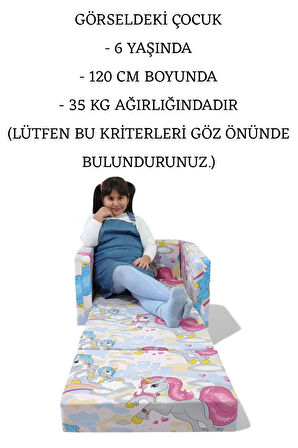 Çocuk Yatağı Komple Sünger Katlanabilir Koltuklu-(0-6 YAŞ)%100 Pamuklu Unicorn Desen