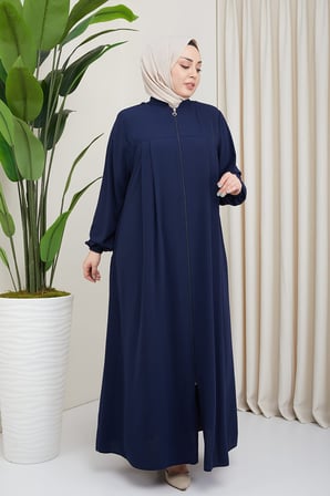Modi Medine İpeği Tesettür Pile Detaylı Ferace MDC-0165 lacivert