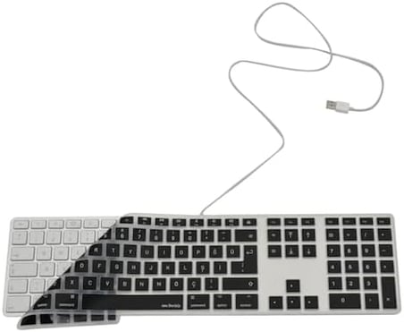 Magic Keyboard A1243 uyumlu klavye koruyucu Türkçe Q baskılı US UK İngilizce enter tipi uyumlu ince mat TPU silikon kaplama kolay tak çıkar yıkanabilir Siyah