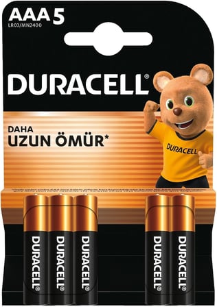 Duracell Basic Aaa Alkalin İ̇Nce Kalem Pil (5'Li Paket) – 1,5V – Lr03 Mn2400