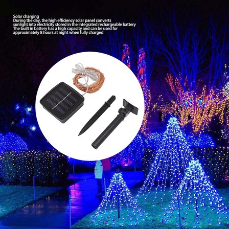 Güneş Enerjili Işıklar Dış Mekan, Peri Işıkları Suya Dayanıklı, LED Solar Işıklar Bakır Tel Noel Dekorasyonu Için 100 LED Ağaç Bahçe Veranda