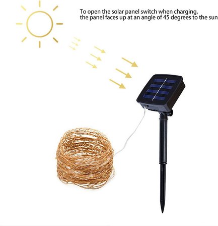 Güneş Enerjili Işıklar Dış Mekan, Peri Işıkları Suya Dayanıklı, LED Solar Işıklar Bakır Tel Noel Dekorasyonu Için 100 LED Ağaç Bahçe Veranda