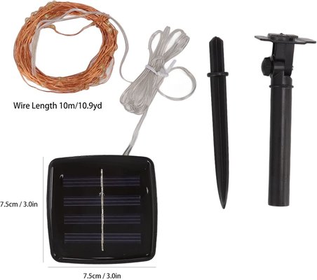 Güneş Enerjili Işıklar Dış Mekan, Peri Işıkları Suya Dayanıklı, LED Solar Işıklar Bakır Tel Noel Dekorasyonu Için 100 LED Ağaç Bahçe Veranda