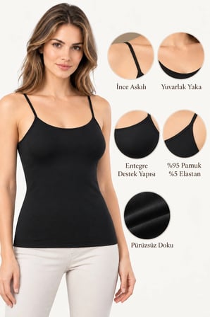 Loule Kadın 2'li %95 Pamuk Bra Singlet Destekli İnce Askılı Atlet - Esnek Yumuşak Günlük İç Giyim