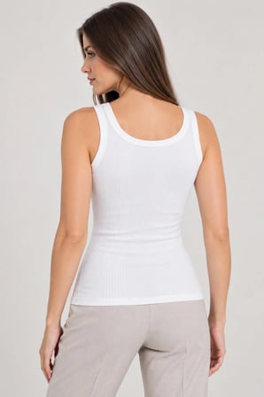 Loule Kadın 2'li %95 Pamuk Raporlu Penye Kaşkorse U Yaka Geniş Askılı Atlet - Esnek Yumuşak Günlük İç Giyim