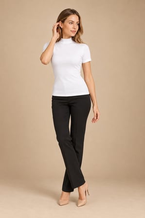 Kadın Pamuklu Balıkçı Yaka Kısa Kollu T-Shirt 2'li Paket
