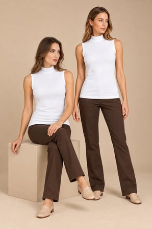 Kadın Pamuklu Balıkçı Yaka Kolsuz T-Shirt 2'li Paket