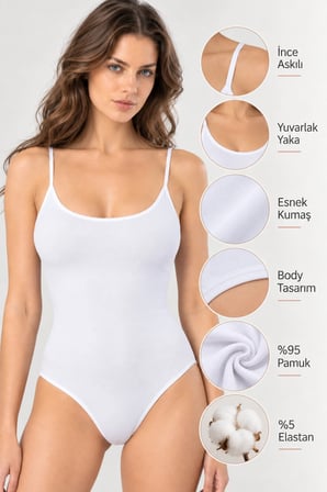 Loule Kadın 2'li İnce Askılı Pamuklu U Yaka Alttan Kancalı Body Esnek Basic