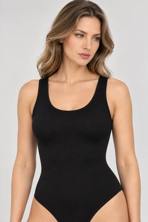 Loule Kadın Geniş Askılı Pamuklu U Yaka Alttan Kancalı Body Esnek Basic
