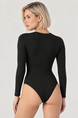 Loule Kadın 2'li Uzun Kollu Pamuklu Bisiklet Yaka Alttan Kancalı Body Esnek Basic